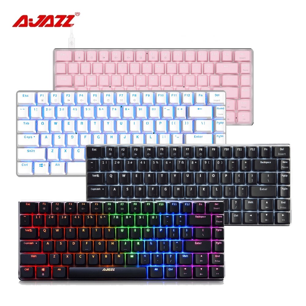 Mechanische Tastatur mit RGB/Weiß/Blau Beleuchtetes Optional Beleuchtung 82 Tasten Schwarz Grün Schalter Mechanische PC Tastatur