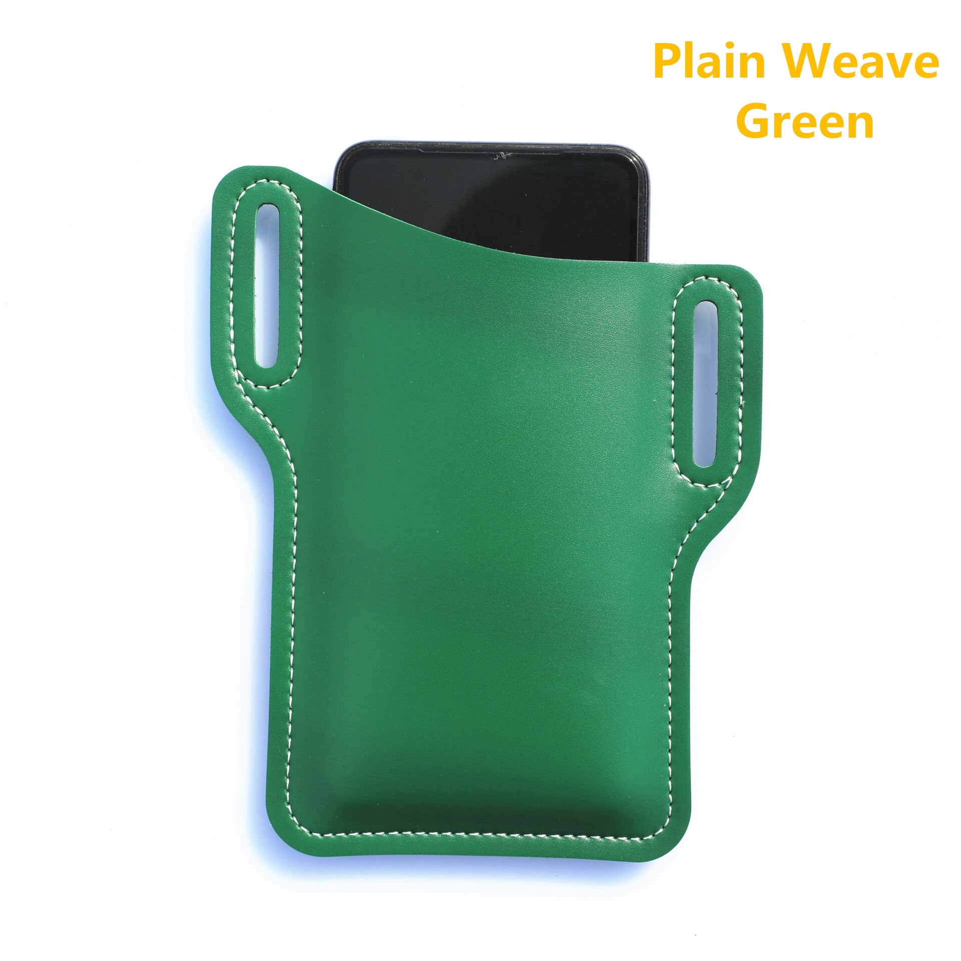Mannen Vrouwen Gsm Loop Holster Case Zakken Draagbare Multifunctionele Heuptas Pu Lederen Mobiele Telefoon Portemonnee Vintage Riem Tas: Plain Weave Green