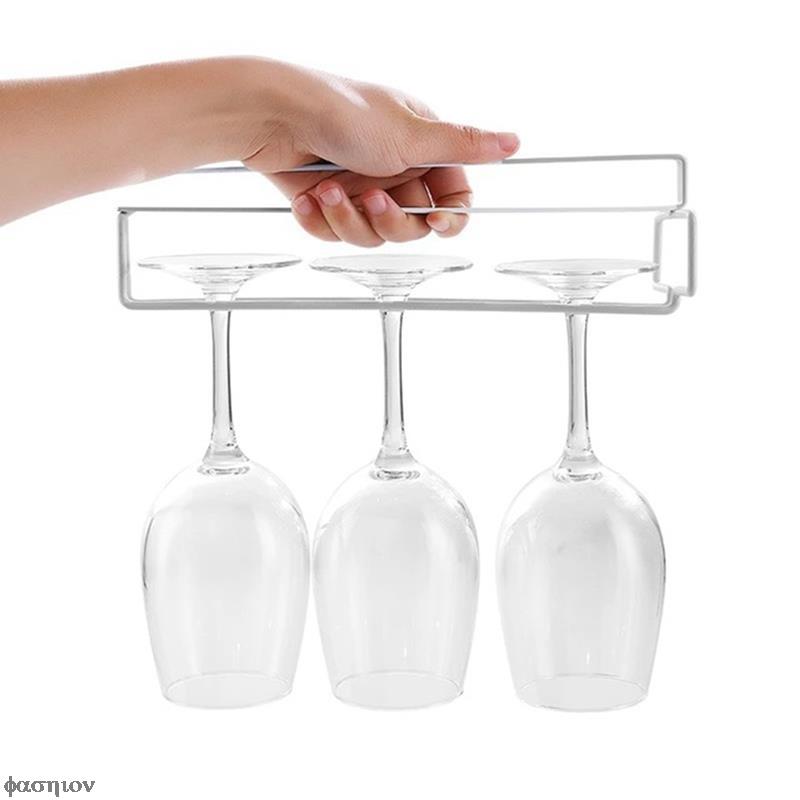 Wine Glass Holder Hanging Iron Rack Stemware Inverted Storage Shelf Champagne Goblet Cup Under Cupboard