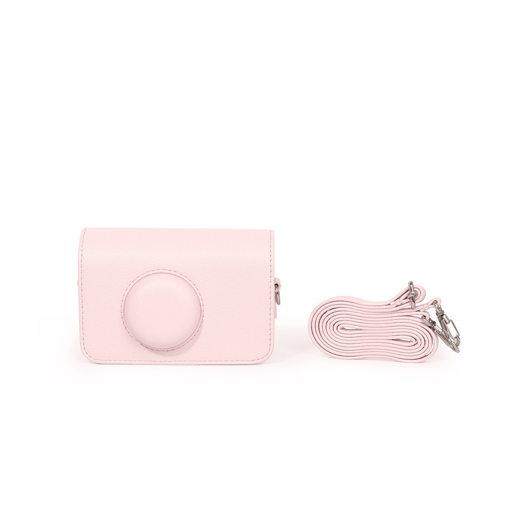 PU Leather Camera Bag with Shoulder Strap Anti-Scratch Protective Cover Solid Color Shockproof for KODAK EKTAR H35/F501/F9: light green