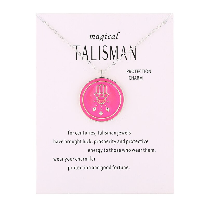 Aangekomen Magische Talisman Serie Glazuur Druppels Bergamot Boeddha Hanger Bescherming Charme Ketting Sieraden: HAVECARD SILVER PINK