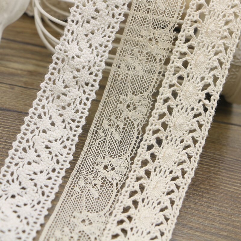 20 yardas/lote de ancho de 1cm -- 3cm, tela de encaje de algodón al azar/telas de ropa DIY/materiales artesanales, ribete de encaje