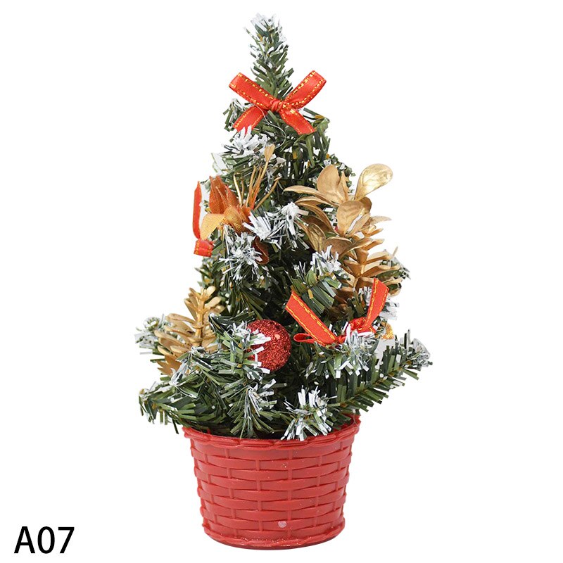 1 pièces Mini arbres de noël artificiels ornements petit pin placé dans la décoration de bureau décoration de noël décor à la maison: A07