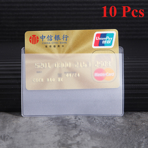 10/1PCS Waterproof Transparent Card Holder Plastic Protector Case Business Bus Bank Credit Card Protector ID Card Badge Holders: Purple Black
