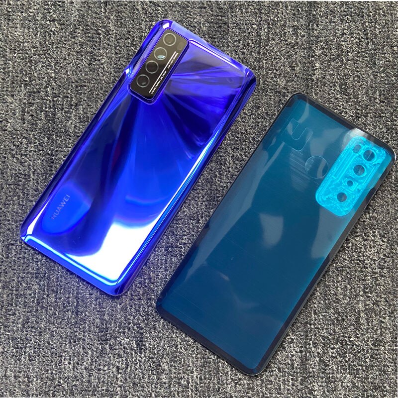 6.53 "coperchio della batteria per Huawei Nova 7 5G custodia posteriore in vetro porta posteriore con obiettivo della fotocamera + adesivo adesivo JEF-AN00 NX9 AN20: with lens purple