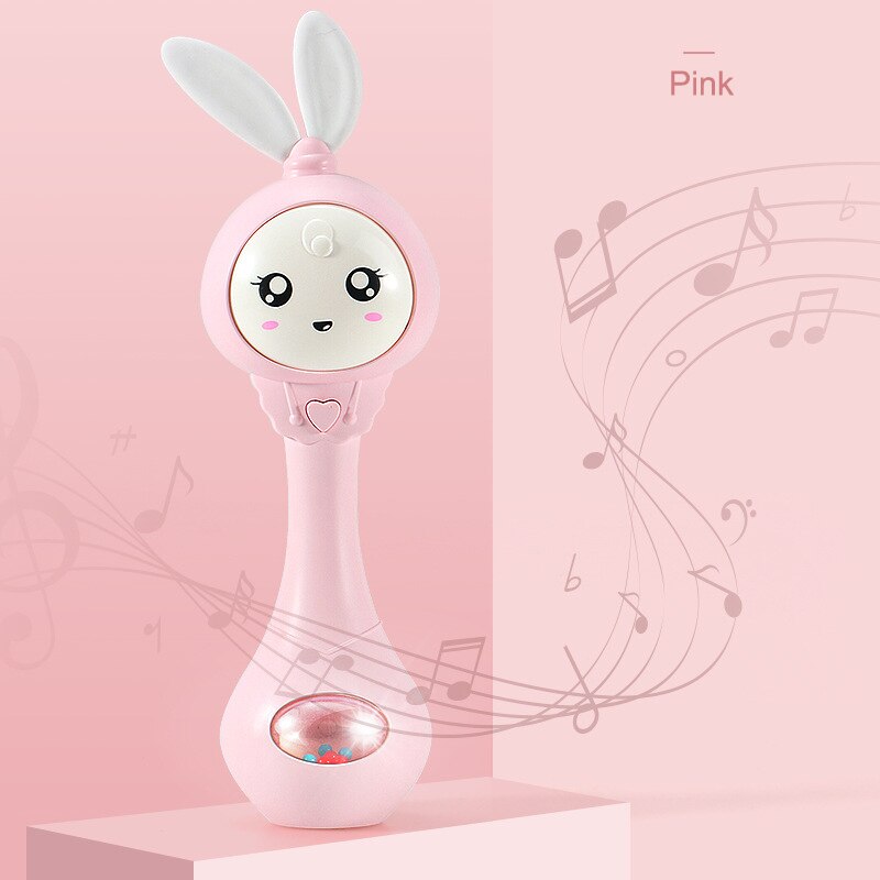 Baby Rabbit Shape Teether Rattle Toy Music Playing Hand Bells Toys