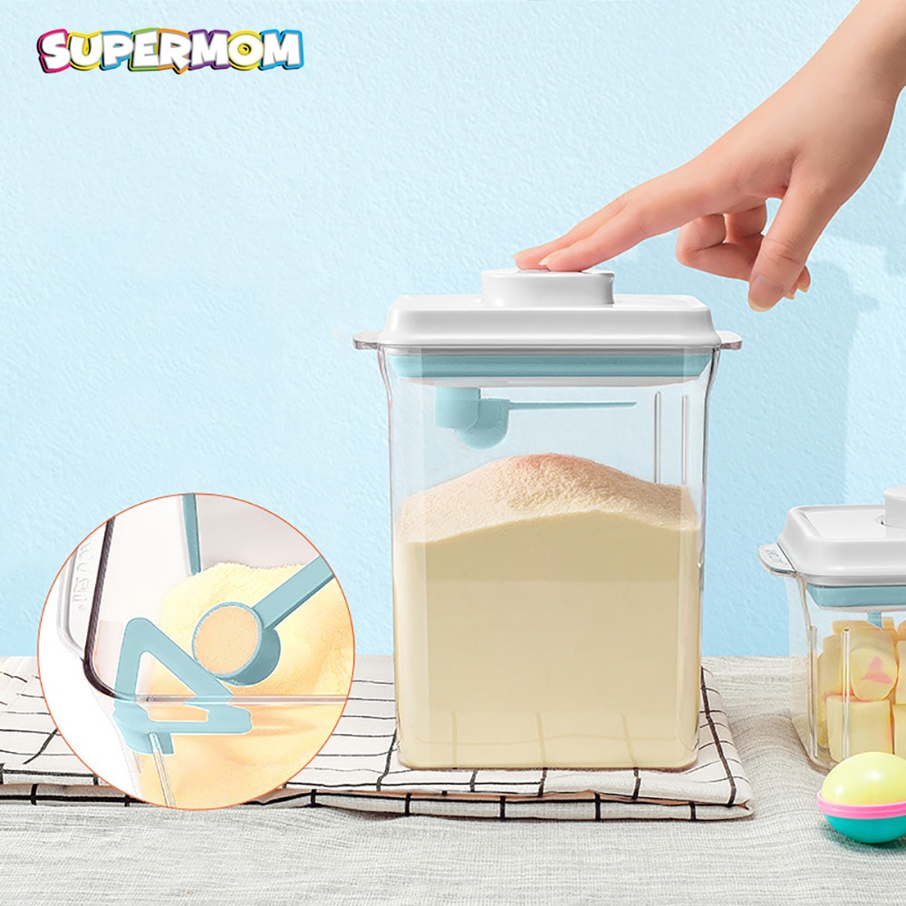 Bærbar baby mælkepulver beholder børn mad opbevaringsboks ingen bpa spædbørn fodrer mad opbevaringsboks med ske til nyfødt