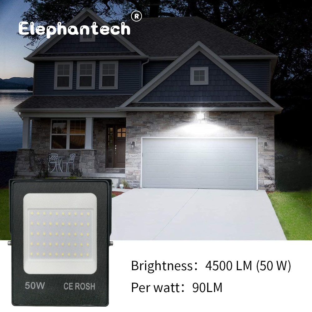 Reflector LED de 220V, 50W, 100W, 30W, 20W, 10W, alto brillo, IP66, Iluminación para exteriores impermeable, para pared