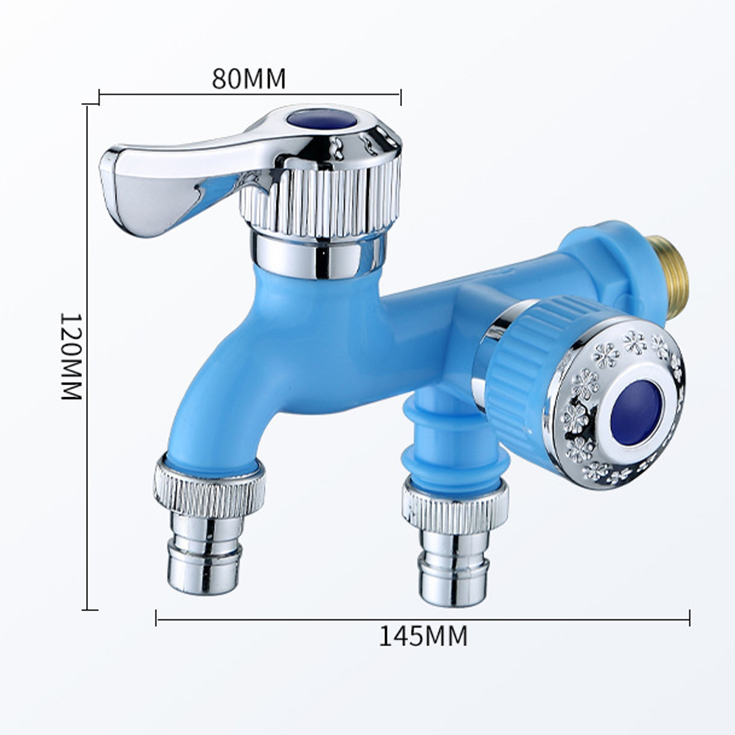 Dubbele uitlaat kraan Dual Control waterkraan 1 in 2 uit tuin buiten balkon badkamer keuken 1/2 "buitendraad kunststof kraan: Goud