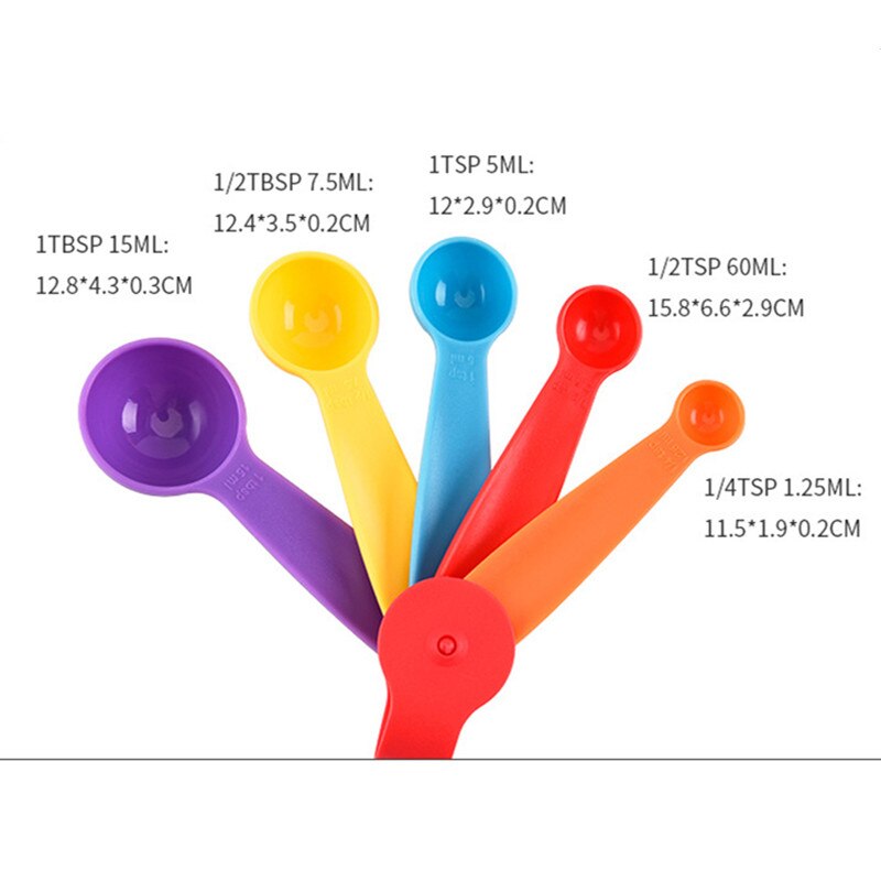 5 Pcs Rainbow PP Measuring Cups and Spoons Kitchen Tools Gadgets Cooking Baking Tool Set Safty Food Meaure Accessories