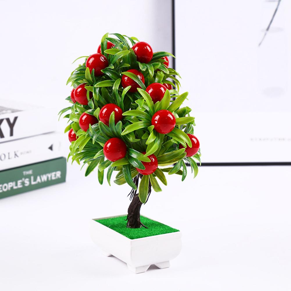 Artificial Mini Fruit Tree Plant Pot Bonsai Living Room Garden Desk Office Decor