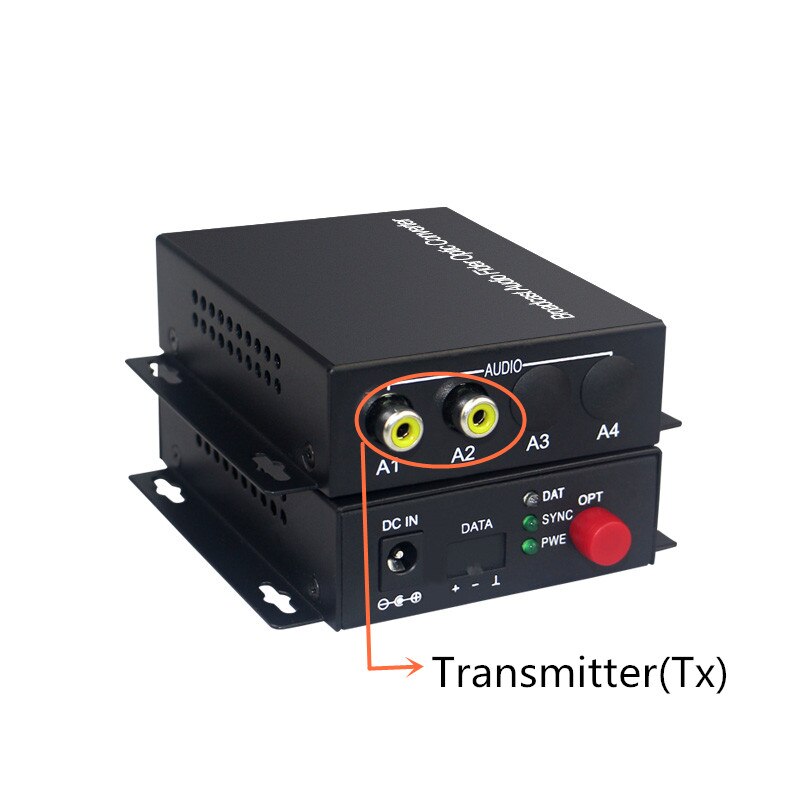 Audio Broadcast Fiber Transceiver 2 kanaals audio optische converter mode single fiber 20 KM