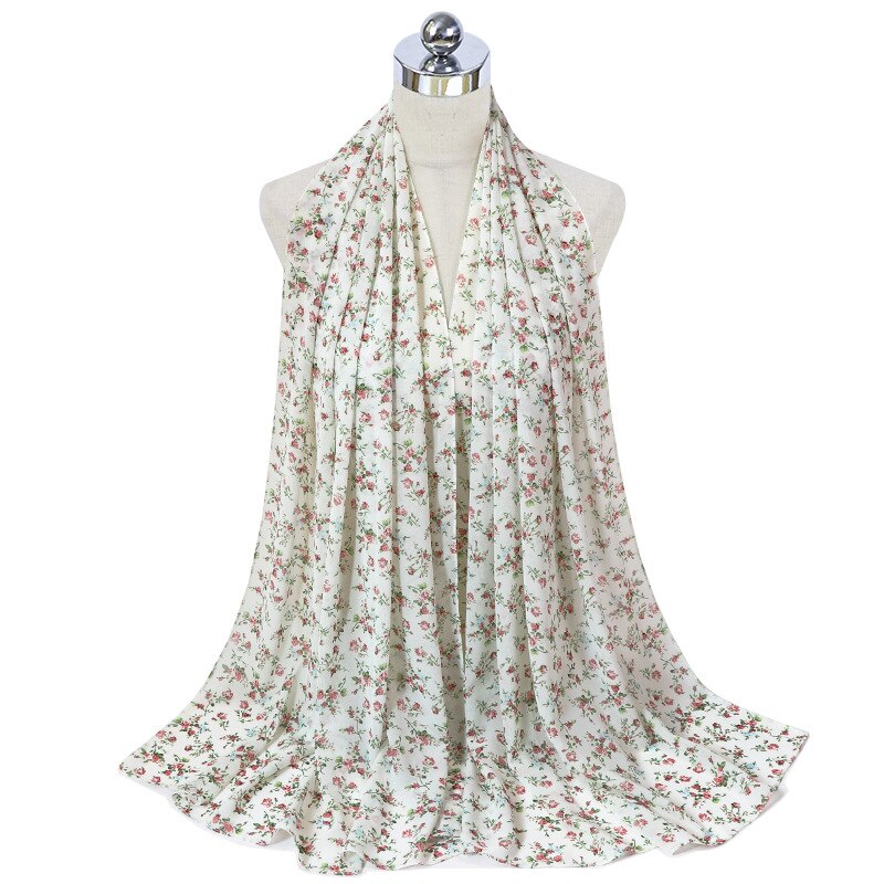 Hijab de gasa con estampado musulmán para mujer, pañuelo árabe para la cabeza, flor, islámico, chales y envolturas, turbantes,: 1