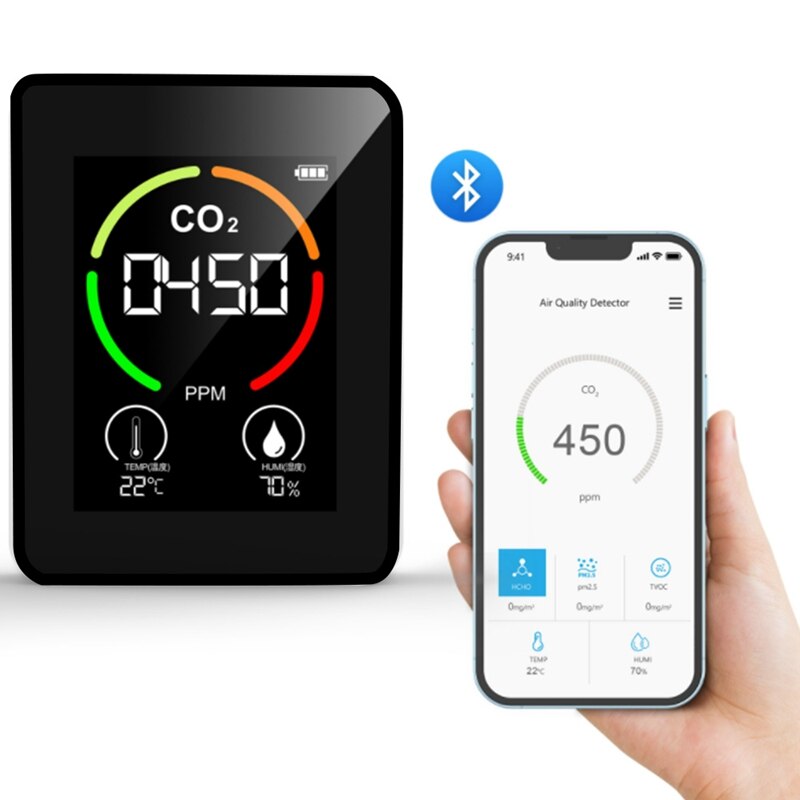 JHD-2Pcs Air Monitor CO2 Kooldioxide Detector Lucht Temperatuur Vochtigheid Monitor Snelle Meting Meter Voor CO2