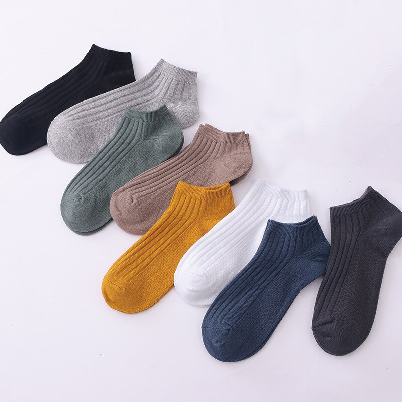 10 Pairs Men Boat Socks Cotton Breathable Short Sock Solid Color Black White Grey Sweat Sports Cycling Socks