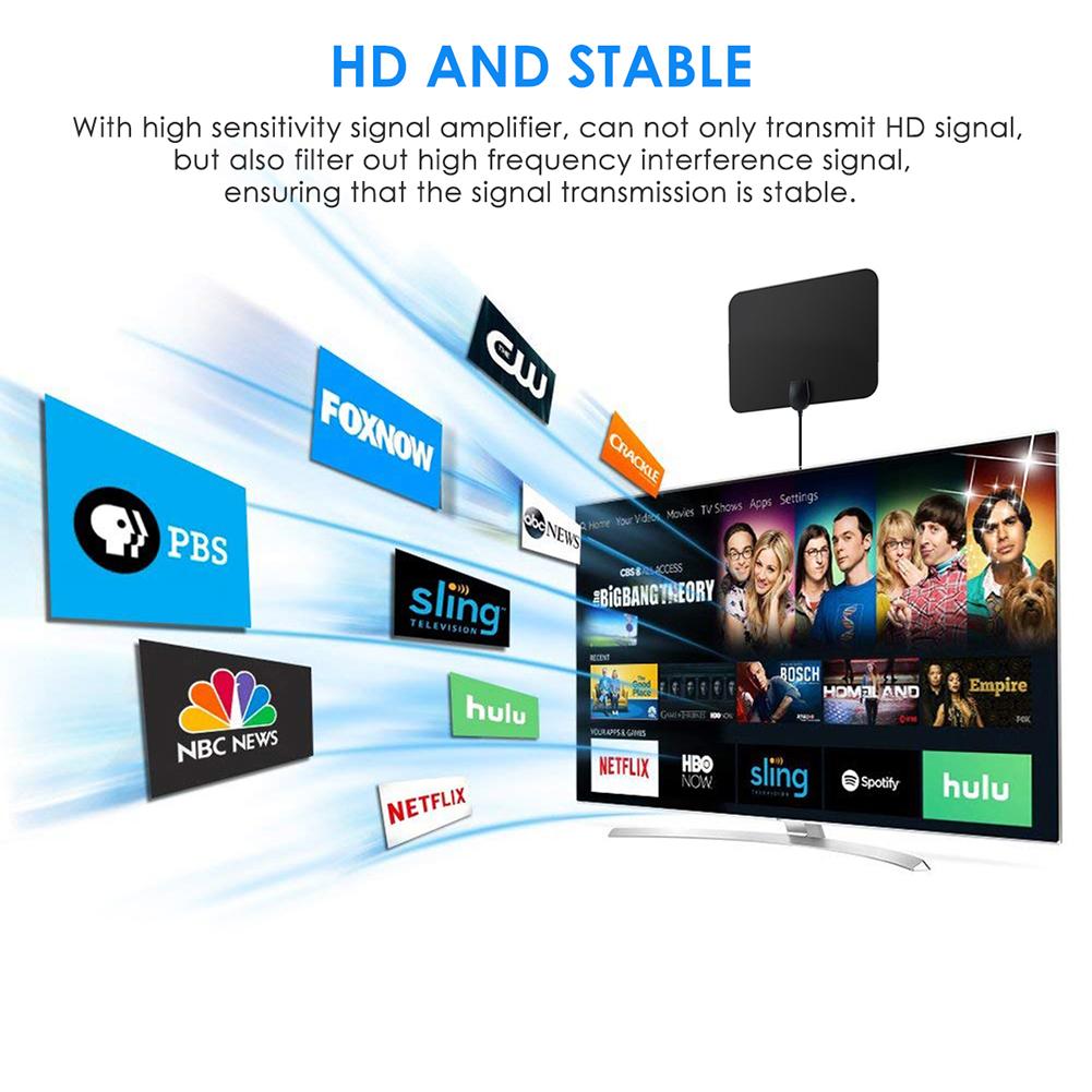 980 Miles HD TV Antennas Indoor Mini HD Digital TV Antenna