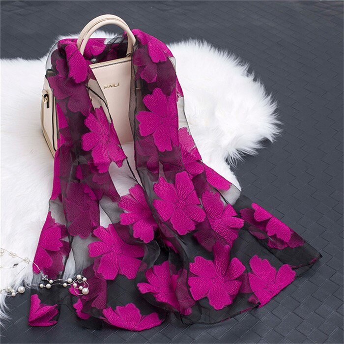 die Seide schal frauen sommer brise leichte schier schals und wickelt bandana Strand Organza Blick spitze hohl schals fo damen