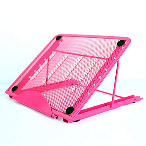Tablett ljuslåda stativ metallnät ventilerad justerbar 7 vinkelpunkter glider förhindrad hållare för att rita surfplatta / ipad / bärbar dator: Skrikrosa