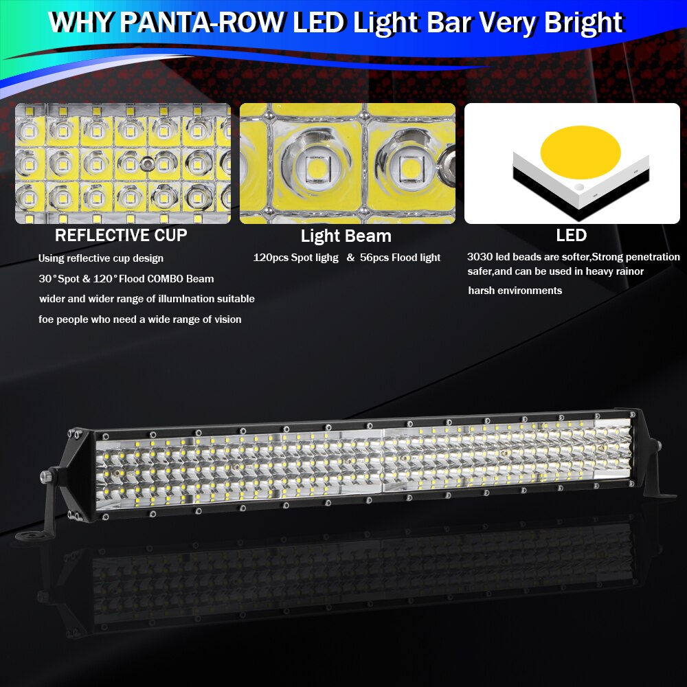 Aeobey LED 24 inch LED Light Bar Offroad Driving For SUV ATV Boat Car Truck Tractor 528 Watt Strip Lights