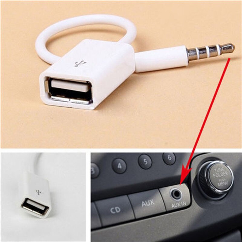 1 stuk 3.5mm Male AUX Audio Kabel Wit Plug Jack Naar USB 2.0 Female Converter Auto Adapter mp3 Mannelijke AUX Audio Plug Jack Naar USB