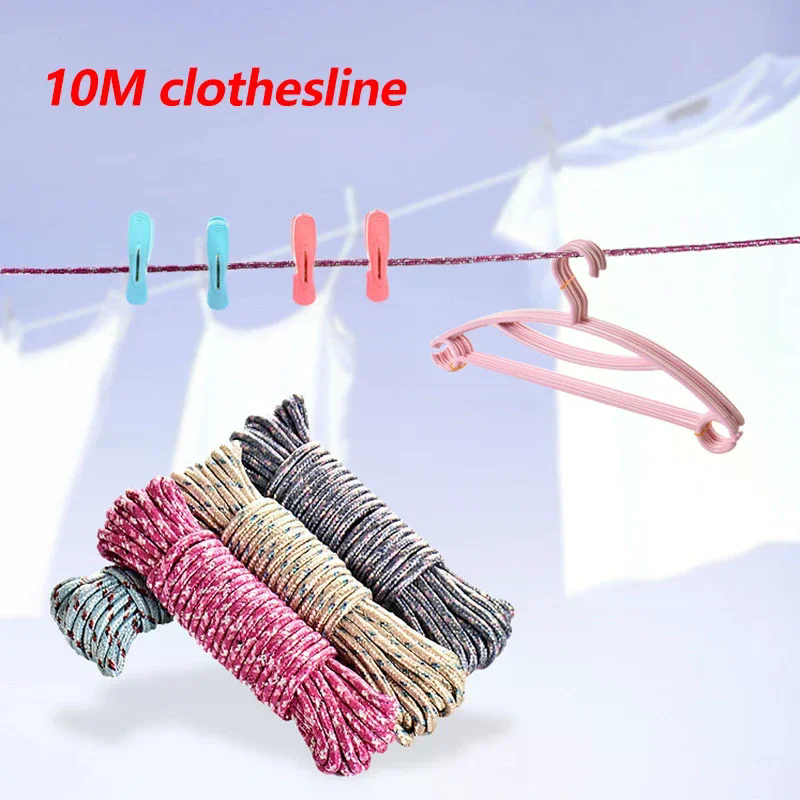 10 Meters Clothesline Drying Rope Outdoor Windproof Non-slip Thick Indoor And Outdoor Non-drilling Cold Clothes Rope