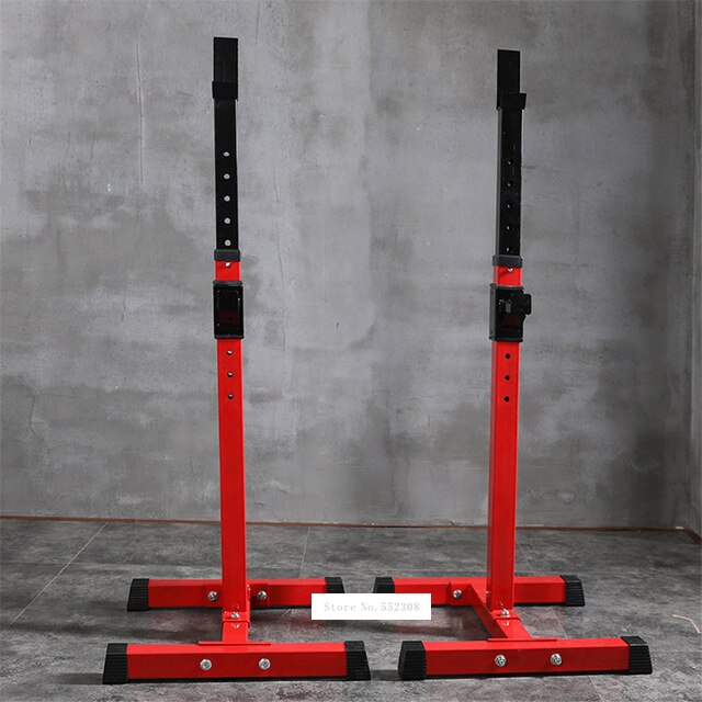 Multifunctional Barbell Squat Stand 8-Gear H eight Adjustment Weight Lifting Barbell Split Type Squat Rack Barbell Semi-Frame: Red