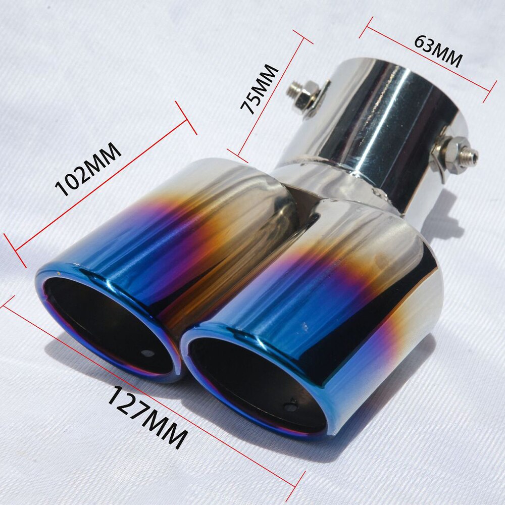 Silencieux d'échappement en acier inoxydable bleu, bouche Oblique, Double rangée, queue d'automobile droite, cuisson droite: Roast blue 1