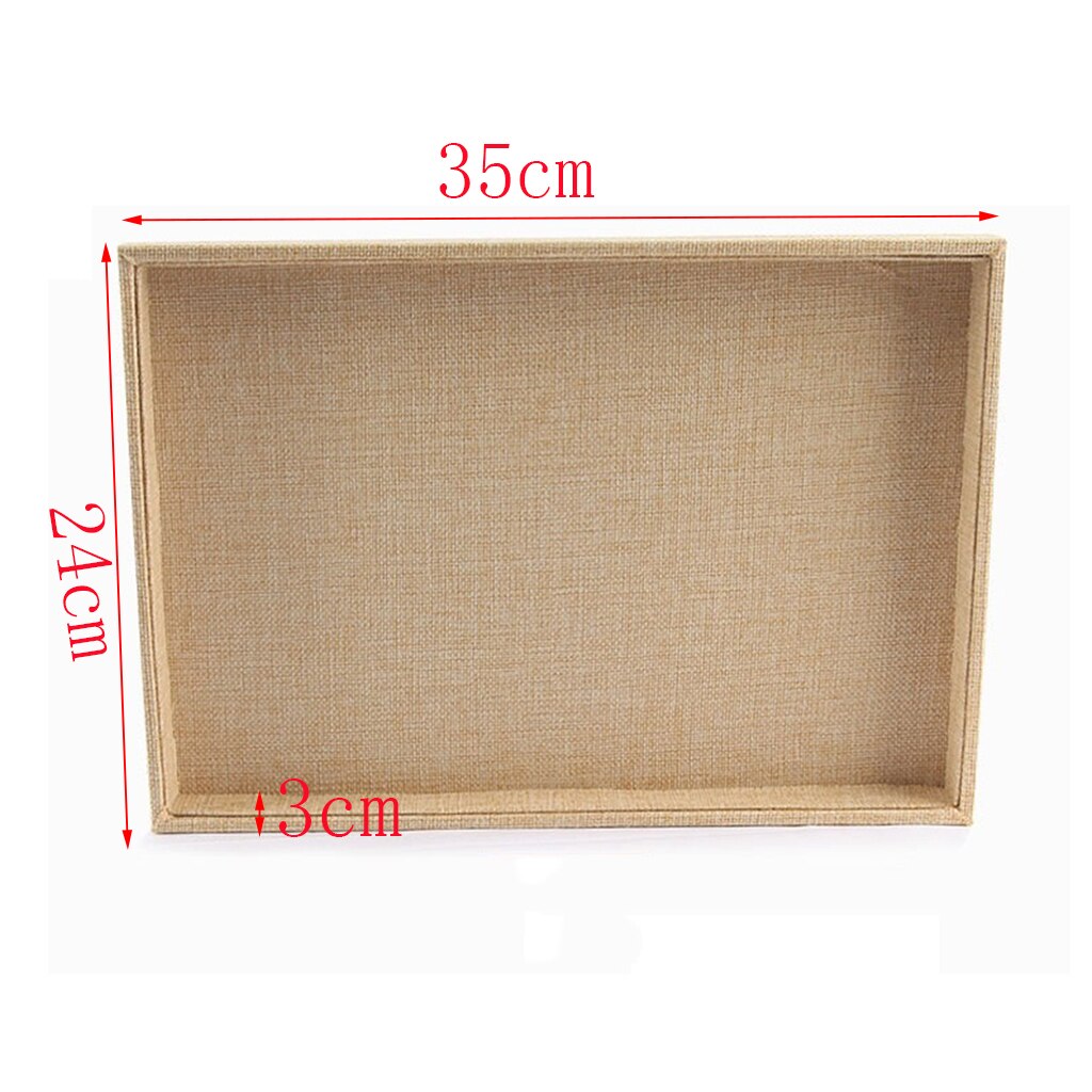 Bandeja de almacenamiento de joyas apilable de lino, vitrina de joyería para cajones: Flat Tray