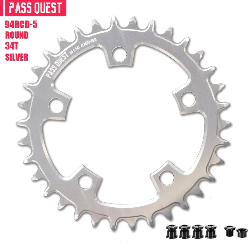 Pass Quest 94 Bcd Kettingblad 5 Bout Rond Smal Breed Kettingblad 32/34/36/38/40/42/44/46T Voor 10/11/12 Speed Fietsketting: Black