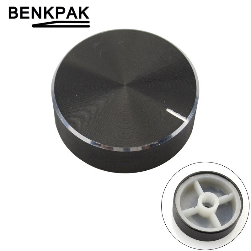 Bouton de contrôle de Volume de potentiomètre de bouton d'alliage d'aluminium de 30*10mm bouton rotatif de 10x30mm pour l'arbre moleté de diamètre de 6mm du bouton de Volume: Black