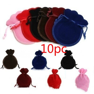 10Pcs 7*9Cm Fluwelen Bag Koord Pouch Zwart/Rood Kalebas Bag Storage Pouch Opslag bag Voor Ketting Armband