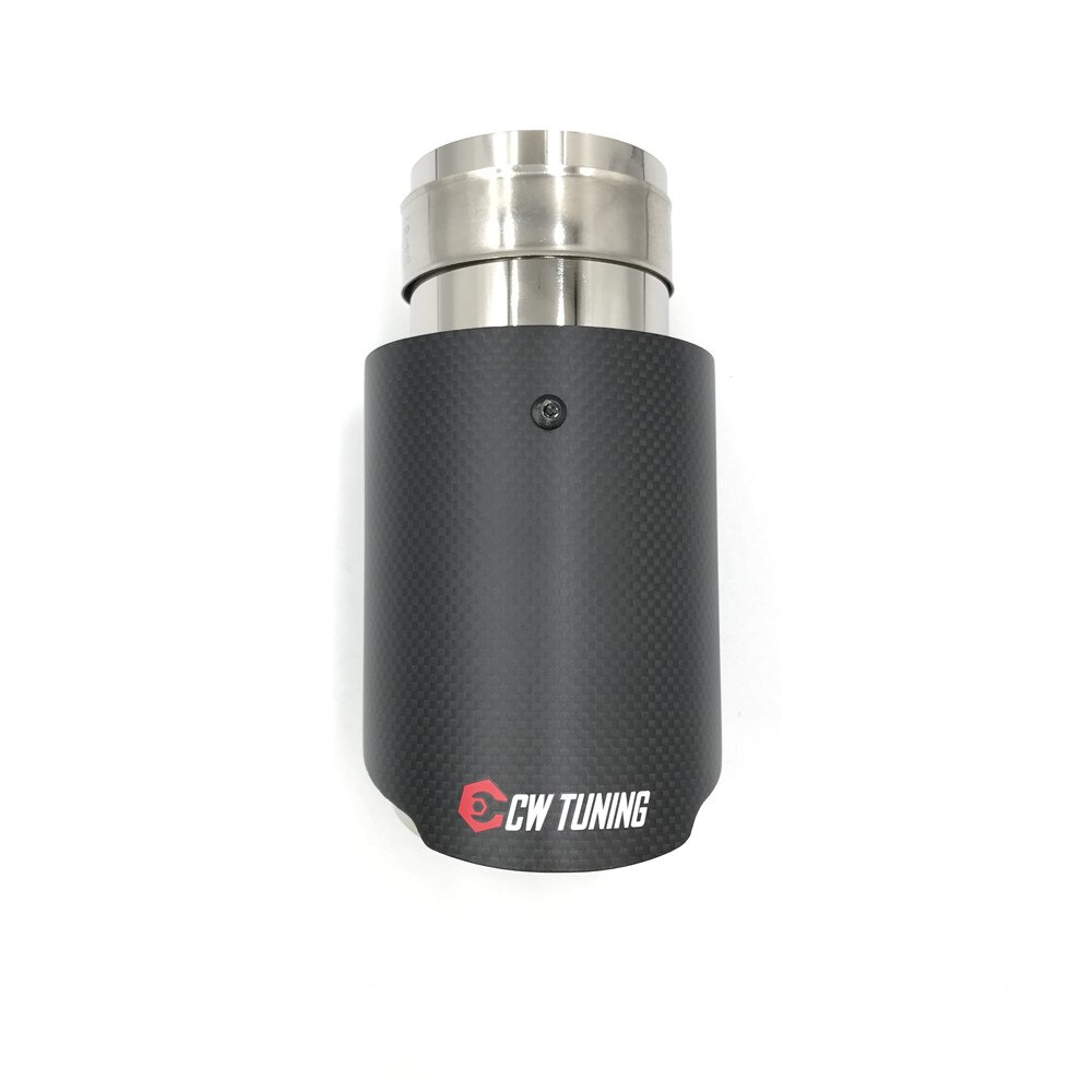 1 Stuk Glossy Carbon Auto Uitlaatsysteem Uitlaat Tip Tail Pipes Universal Straight Zilver Rvs