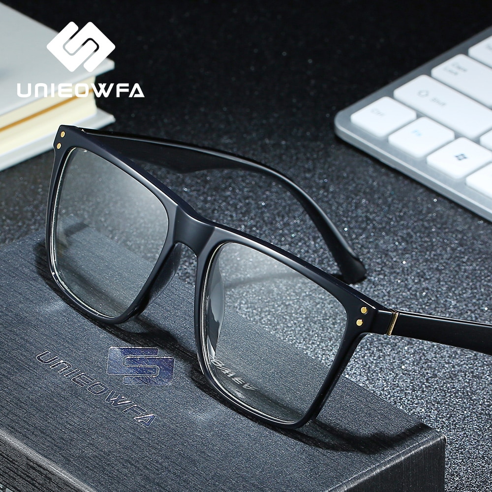 UNIEOWFA Square Retro Prescription Glasses Frame Men Transparent Clear Eyewear Spectacles Frame Optical Myopia Eyeglasses Frame