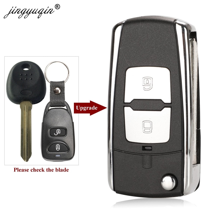 Jinyuqin Geen Batterijhouder Autosleutel Shell Voor Hyundai Elantra Santa FE Atos Trajet Remote Alarm Gewijzigd Flip Key Case