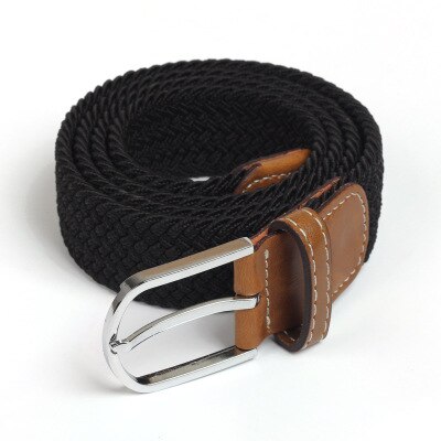 Cinturones de lona elástica para mujer, de , a la , hebilla de punto, cinturón ajustable, cinturones de lona para vaqueros, novedad de: Black