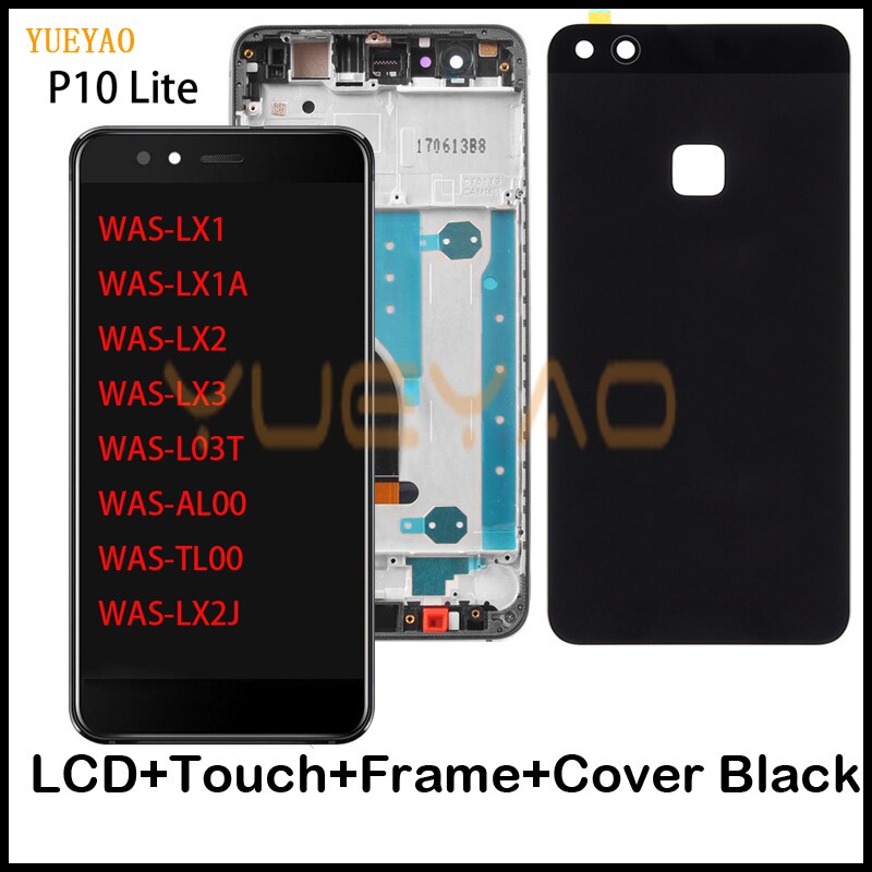 5.2 "display lcd com moldura para huawei p10 lite lcd screen display toque digitador + display lcd assembléia quadro: FullSet Black