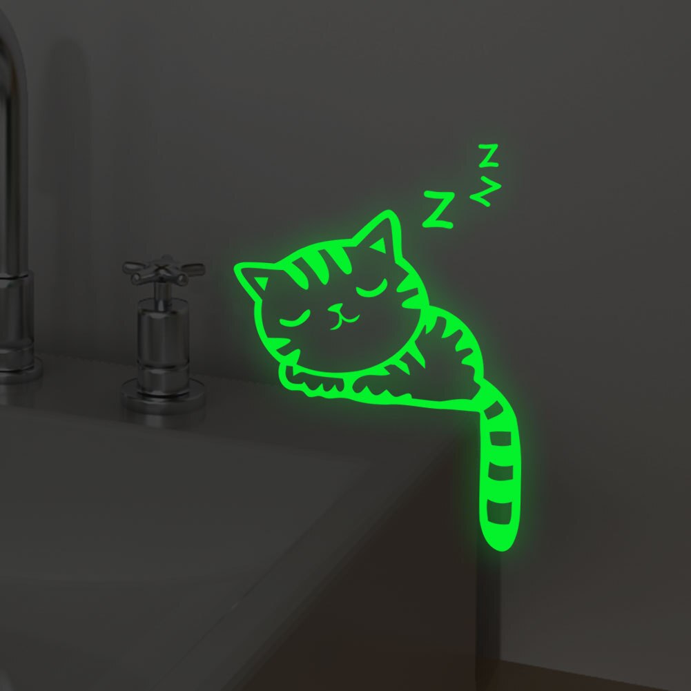 Creativo gatto cane interruttore adesivi luminosi incandescenza in il buio adesivi murali camerette decorazioni per la casa vinile fluorescente arte murale animale