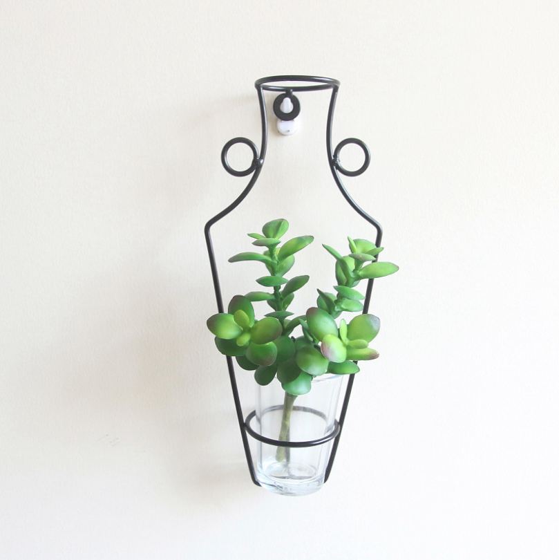 Nordic Style Iron Frame Vase Wall Mount Plant Dried Flower Rack Bottle DIY Shelf Flower Pot Holder Home Storage Rack Display: typeD