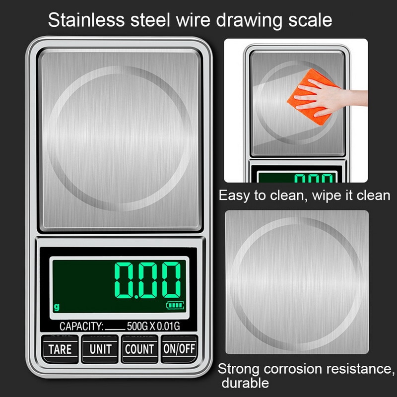 mini waga jubilerska USB ładowanie kieszonkowa waga cyfrowa 100g/200g/300g/500g 0.01g precyzyjne wagi elektroniczne LCD waga