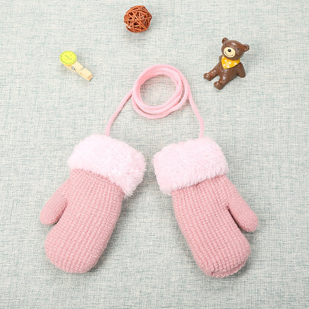 Arloneet Winter Warm Baby Handschoenen Dikker Breien Wanten Baby Leuke Stiksels Meisjes Jongens Van Winter Warm Bandjes Handschoenen CJ10: BG