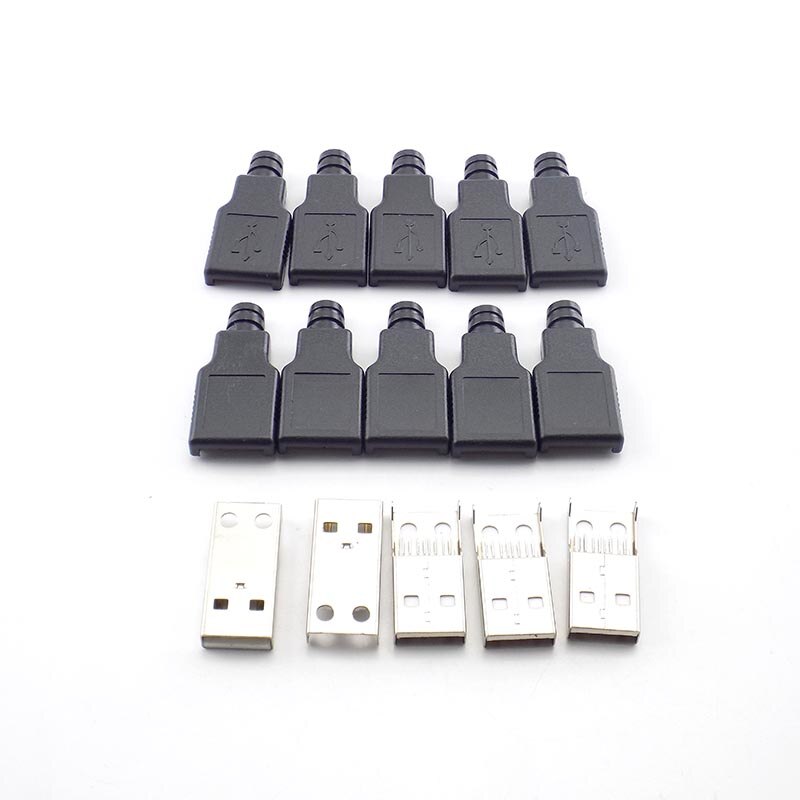 1/5/10 stücke DIY Stecker Stecker Typ A Buchse USB 2,0 Typ A Stecker USB 4Pin Adapter Buchse Solder stecker Mit Schwarz Kunststoff Abdeckung