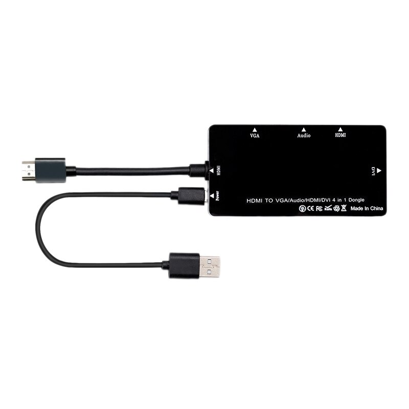 HDMI Splitter 4-In-1 HDMI VGA DVI Display Converter HD Connection for Laptop Computer HDTV Projector: Default Title