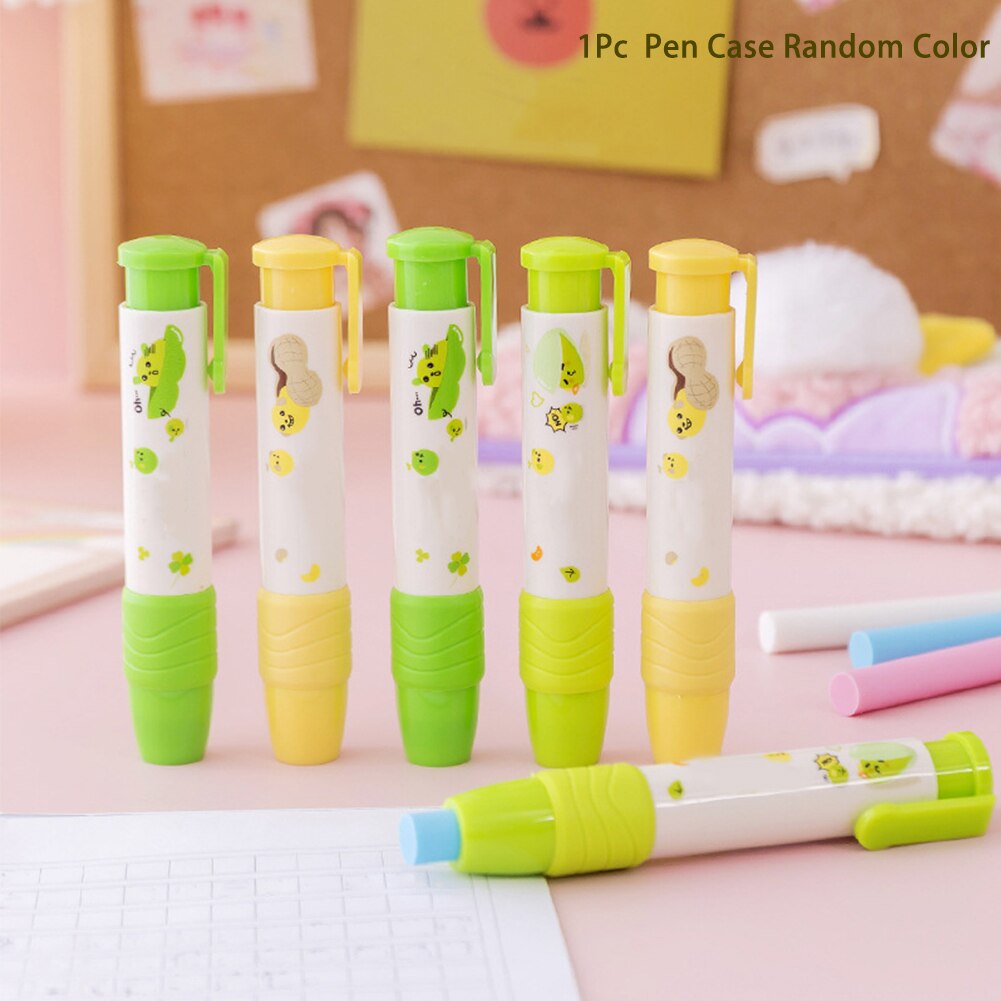 Gommes à crayon 3 pièces, dessin animé mignon, pour enfants, écriture, école, bureau avec étui à stylo, Type presse, papeterie de dessin
