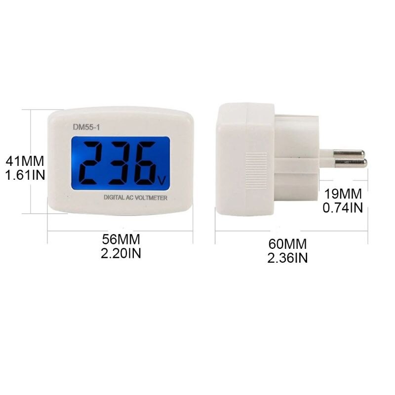 Dm55-1 digitale lcd-spanningstestmonitoren  ac 80-300v plug-in voltmeter voltmeter