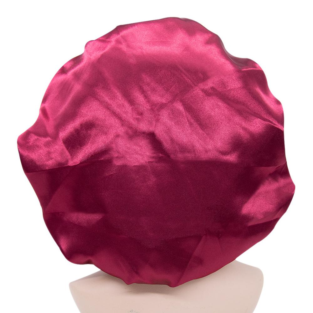 Doppel Schichten Frauen Satin Bonnet Stretch Breite-Krempe Seidige Schlummertrunk Größere Größe Dusche Kappe TB-189/190