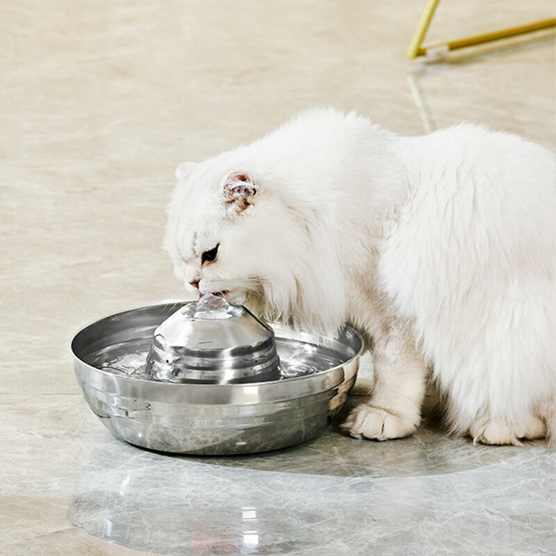 Fuente del gato de acero inoxidable con filtro bebedero automático ultrasilencioso para perros y gatos bebedero gato fuente de agua para gato