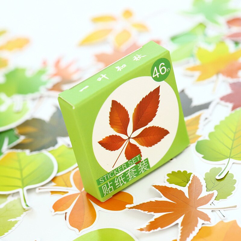 46 pcs/pack The Leaves of Autumn Label Stickers Set Decorative Stationery Stickers Maple leaf decoration stickers