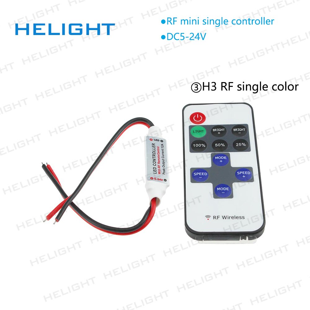 Mini rf langaton led-himmennin kaukosäädin mini rf rgb ohjain yhdelle/rgb värilliselle led-nauhalle 5050/3528/5730/5630/3014