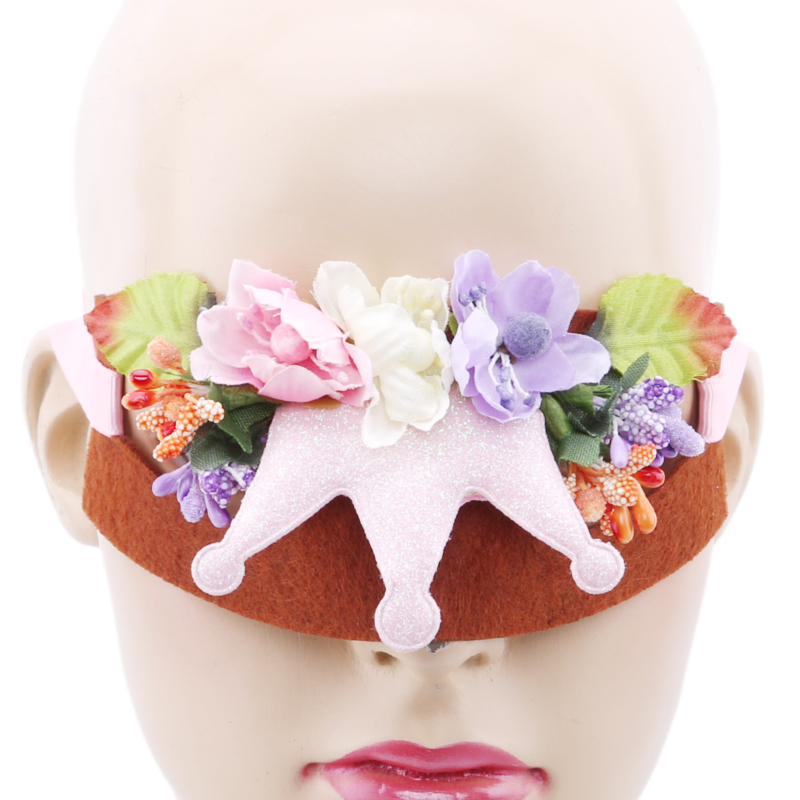 Lovely Christmas Deer Headband Pet Dogs Cats Puppies Christmas Tiaras Pet Hoods Pet Halloween Tiara Hats Props: Pink Crown S Size