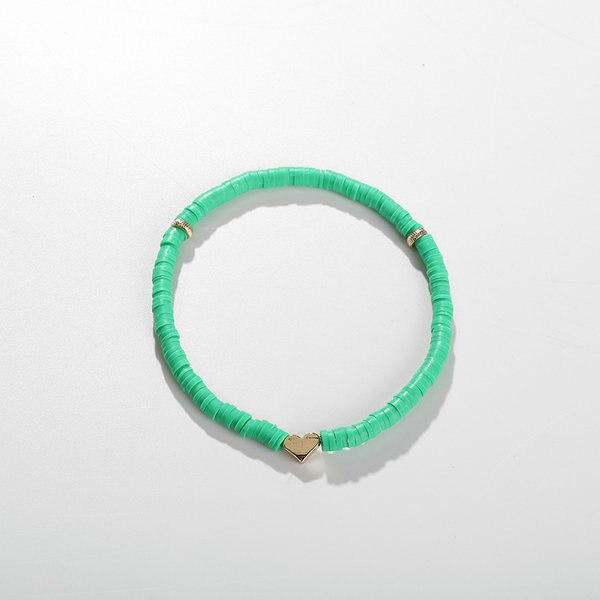 G. YCX bohème polymère argile Heishi disque perle Bracelet femmes hommes à la main disques perle extensible Bracelet ami Couple bijoux: green